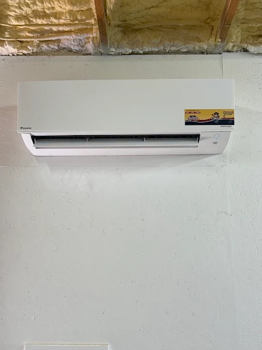 Daikin ductless mini-split indoor wall unit installation in Tulsa home